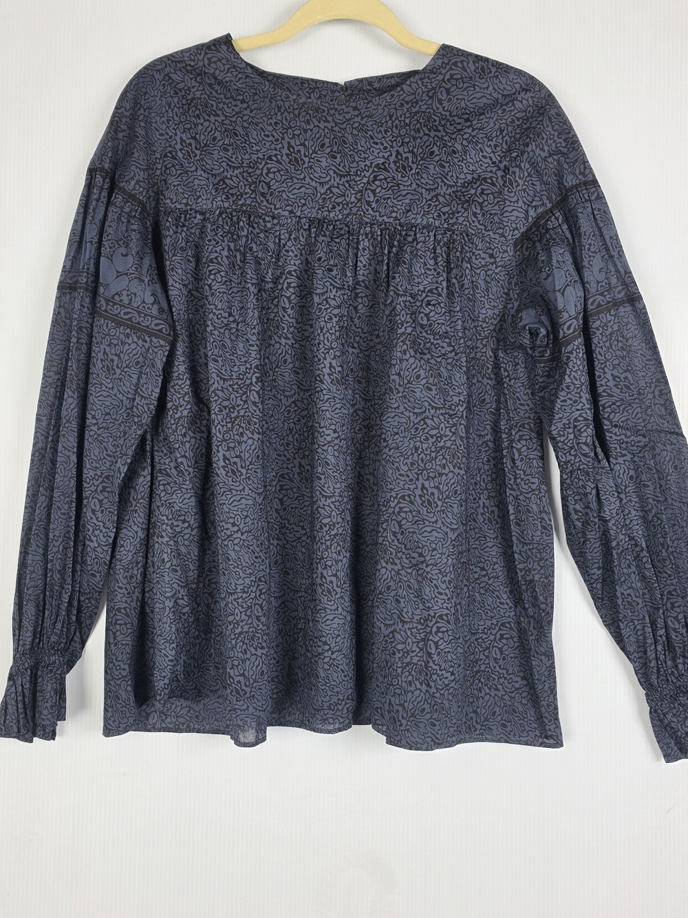 Anna Sui Navy Printed Peasant Blouse